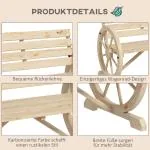 Trädgårdsbänk Parkbänk Natur av Gran för Trädgård Lantlig Stil 2-Sits Bänk med Armstöd Lastkapacitet upp till 240 kg
