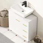Badrumsunderdel med 3-våningsdesign i MDF och Spånskiva, Vit