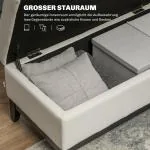 Bänk Förvaringsbänk Krämvit av Skum och Tyg för Sovrum och Hall Stoppad Sängbänk med Förvaring 107 x 50 x 44 cm
