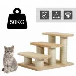 Katttrappa Djurtrappa Krämvit Plysch och Trä för Gamla Katter och Hundar 11 Cm Steghöjd Mjuk och Skonsam