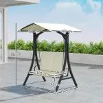 Hammock Trädgårdsgunga 2-Sits Krämvit av Tyg ve Metall för Trädgård ve Terrass Gungbänk med Justerbart Solskydd 220 kg 150 x 120 x 182 cm