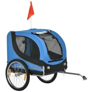 Hundsläp Cykelvagn Blå Svart Oxford Tyg för Hundar och Husdjur med Dragkrok och Nätfönster 130 X 73 X 90 Cm
