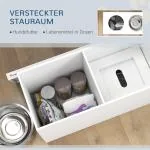 Hundskål Matbar Förhöjd Vit av Rostfritt Stål och Plast för Stora Hundar Justerbar Foderskål med Förvaring 2-i-1