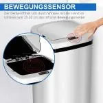 Automatisk Soptunna med Sensor Rostfritt Stål Beröringsfri Avfallshantering Silver 50 L