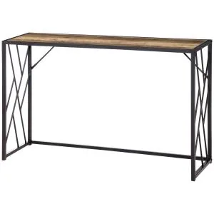 Konsolbord Hallbord Brun av Trä och Stål för Hall och Entré Sidobord i Industriell Stil 120 x 35 x 75 cm