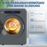 Kompakt Torktumlare med 6 Program, 40-60°C, 3 kg Kapacitet och Touchkontroll, Grå