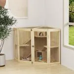 Hamsterbur Smådjursbur Natur av Trä och Metall för Hamstrar 4 Nivåer med Ramp och Hyddor 115 x 69,5 x 79 cm