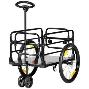 Lastvagn Cykelvagn Gul av Oxford Tyg och Metall för Cykelturer 2-i-1 Vagn med Broms och Förvaringsväska 40 kg 130 x 64 x 103 cm