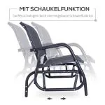 Gungstol Trädgårdsbänk Svart Metall för Trädgård och Terrass 2-Sits Parkbänk Väderbeständig och Bekväm 120 X 70 X 88 Cm