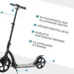 Barnsparkcykel Hopfällbar med Stötdämpning Höjdjusterbar från 14 År Aluminium 92,5 X 37,5 X 87-101,5 Cm