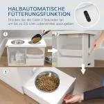 Hundskål Matbar Förhöjd Vit av Rostfritt Stål och Plast för Stora Hundar Justerbar Foderskål med Förvaring 2-i-1