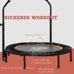 Studsmatta Fitness Rebounder Hopfällbar Svart av Stål och Tyg för Vuxna Ministudsmatta med Handtag 100 kg Ø 102 cm