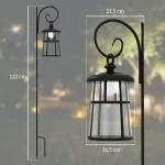Trädgårdslykta Gatulykta Svart av Plast för Trädgård Solar LED Lampa med Ljussensor Kallt Vitt Ljus 122 cm