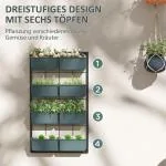 Blomställ Växtställ Mörkgrön av Metall för Trädgård Väggmonterad Växttrappa med 8 Krukor Blomhylla Dekorativ 52,5 x 14 x 90 cm