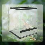 Terrarium Reptilbox Svart av Metall och Glas för Reptiler 120 l Box med Ventilationsöppning och Lås 45 x 45 x 60 cm