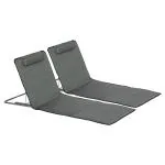 Strandmatta Strandstolar Set med 2 Beige av Oxford Tyg för Strand och Camping Justerbart Ryggstöd med Väska 124 x 53 x 45 cm