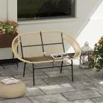 Trädgårdsbänk Parkbänk 2-Sits Khaki av Polyrotting för Balkong och Terrass Väderbeständig Bänk med Ryggstöd 126 x 72 x 83 cm