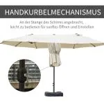 Dubbelt Parasoll med Vev, Extra Stort Solskydd för Terrass och Trädgård, Stabil Konstruktion med Kryssfot, Krämvit, 460 x 270 x 240 cm