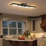 Taklampa LED Dimbar Svart Metall och Akryl för Vardagsrum Platt Takarmatur med Fjärrkontroll och Justerbart Ljus 70x30x7 cm 43W