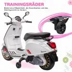 Elmotorcykel Barnmotorcykel Vit av Plast och Metall för Barn 3-6 År 6V Fordon med Träningshjul och MP3 3 km/h
