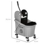 Städvagn Torkvagn Grå av Plast och Metall för Rengöring 36 l Vagn med Vridanordning Effektiv 54 x 41 x 91,5 cm