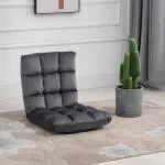 Golvstol Golvfåtölj Grå av Metall och Skum för Avkoppling 3-i-1 Fällbart Ryggstöd med 13 Lägen Sittdyna Bekväm 55 x 71 x 53,5 cm