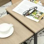 Soffbord Sidobord Set om 3 Natur av Trälook och Stål för Vardagsrum och Soffhörna Modern Design med Stålstomme Praktisk