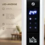 Värmefläkt med LED-Ljus, Elektrisk Kamin med Timer och 3 Värmelägen, Skapar Mysig Stämning, Vit, 60 x 18,5 x 39,5 cm, 2180 W