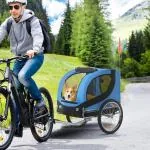 Hundsläp Cykelvagn Blå Svart Oxford Tyg för Hundar och Husdjur med Dragkrok och Nätfönster 130 X 73 X 90 Cm