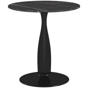 Matbord Köksbord Svart av Stål och MDF för Kök och Matsal Runt Bord för 2 Personer Ø 70 x 74 cm