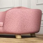 Lyxig Hundsoffa i Rosa Plysch, Elegant Hundbädd med Träben och Ryggficka, Bekväm Sovplats för Små Hundar, Rosa, 70 x 47 x 30 cm