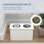 Hundskål Matbar Förhöjd Vit av Rostfritt Stål och Plast för Stora Hundar Justerbar Foderskål med Förvaring 2-i-1