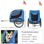 Hundsläp Cykelvagn Blå Svart Oxford Tyg för Hundar och Husdjur med Dragkrok och Nätfönster 130 X 73 X 90 Cm