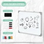 Magnetisk Whiteboard med Staffli, Justerbar Skrivtavla för Kontor och Skola, Inkluderar Pennor och Magneter, Vit, 60 x 45 cm