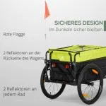 Lastvagn Cykelvagn Gul av Oxford Tyg och Metall för Cykelturer 2-i-1 Vagn med Broms och Förvaringsväska 40 kg 130 x 64 x 103 cm