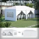 Gazebo Trädgårdspaviljong Vit av Stål och Oxford Tyg för Trädgård Hopfällbar med UV-skydd Sidoväggar och Fönster 5,85 x 2,95 m