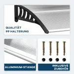 Entrétak Dörrtak Svart av Aluminium och Polykarbonat för Ytterdörr Väderskydd med UV-Skydd och Regnskydd 103 x 96,5 x 27 cm