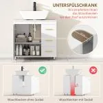 Badrumsunderdel med 3-våningsdesign i MDF och Spånskiva, Vit