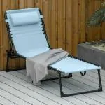 Solsäng Prisvärd Turkos Metall för Trädgård och Pool med Hopfällbar Design och Andningsbart Tyg Stabil Konstruktion för Vila 189 x 58 x 30 cm