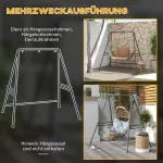 Hängstolsram Stativ Svart av Stål för Inomhus och Utomhusbruk Stabilt Stativ för Hängande Stolar Lastkapacitet upp till 150 kg 178 x 143 x 180 cm