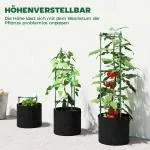 Odlingslåda med Spaljé 3 Delar Grön Tyg och Metall för Tomater och Klätterväxter Växtstöd för Trädgård och Balkong Trekantig Design 120 cm