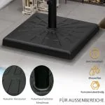 Parasollställ Paraplyfot Svart av Konstharts för Trädgård Stabilt Underlag för Paraplystänger Ø 32-48 mm 51 x 51 x 32 cm