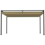 Pergola Trädgårdspaviljong med Justerbart Tak Khaki av Stål för Terrass och Trädgård Fristående Solskydd 4 x 3 m