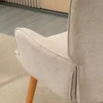 Vingstol med Pall Relaxstol Beige av Tyg med Sladdlook och Trä för Vardagsrummet Stoppad Fåtölj TV Stol Bekväm Design