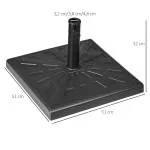 Parasollställ Paraplyfot Svart av Konstharts för Trädgård Stabilt Underlag för Paraplystänger Ø 32-48 mm 51 x 51 x 32 cm