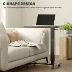 Höj- och Sänkbart Skrivbord på Hjul Svart Stål och Spånskiva för Hemmakontor Ergonomisk Ståpulpet med C-formad Ram Flexibel Arbetsplats 65 x 48 x 110 cm