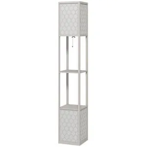 Modern Golvlampa med 2 Hyllor och Dragkedja, Svart+Vit, 26x26x156 cm