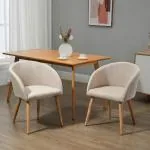 Matsalsstolar 2-pack Prisvärd Beige Tyg för Kök och Matsal i Skandinavisk Design med Ben i Trä Hållbar Modell Upp till 150 kg
