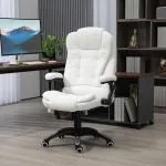 Kontorsstol Chefsstol Vit av Teddy Sammet och Metall för Kontor Massagefunktion med Värme och Fotstöd 67 x 74 x 107-116 cm