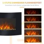 Elektrisk Väggspis med Platt Glaspanel Energisnål LED-Teknik Justerbar Ljusstyrka och Värme Svart 65 X 11,4 X 52 Cm 900/1800 W